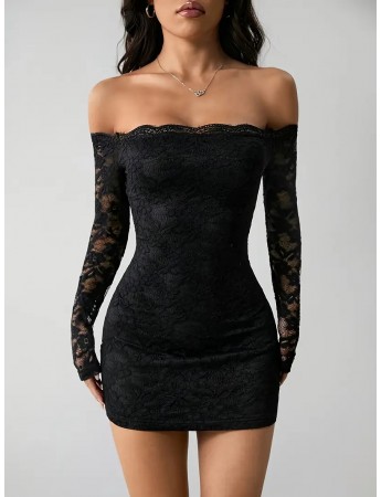 Siyah Asimetrik Yaka, Uzun Kollu, Fermuar Detaylı 