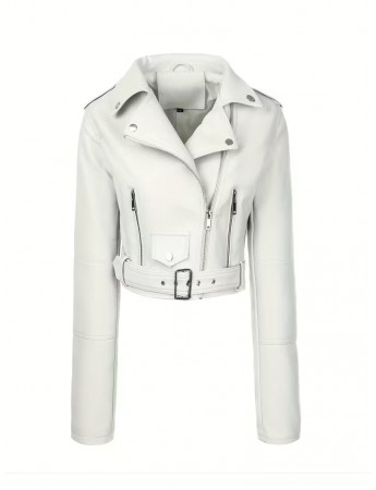  Fermuar Kapanışlı Beyaz Şık Motosiklet Ceketi&hellip;