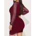 Kırmızı Uzun Kollu Mini Elbise