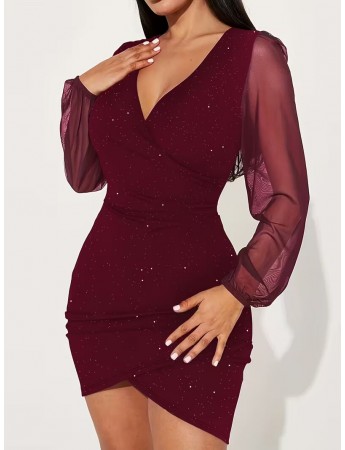 Kırmızı Uzun Kollu Mini Elbise&hellip;