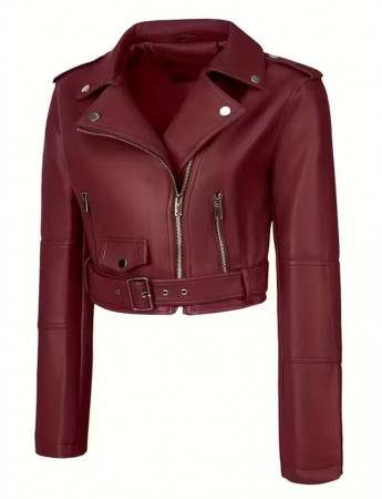  Fermuar Kapanışlı Şık Kırmızı Motosiklet Ceketi&hellip;