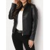 Deri Ceket - Tam Fermuarlı Uzun Kollu Motosiklet Montu, Dik Yaka Deri Ceket - Tam Fermuarlı Uzun Kollu Motosiklet Montu, Dik Yaka