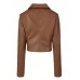 Fermuar Kapanışlı Kahverengi Şık Motosiklet Ceketi Fermuar Kapanışlı Kahverengi Şık Motosiklet Ceketi