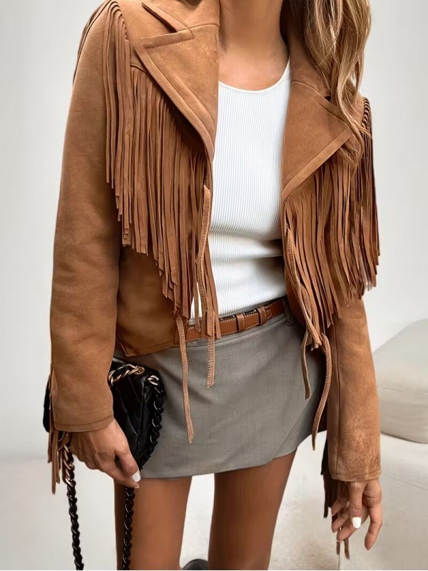 Şık Yaka Detaylı Püskül Ceket&hellip;