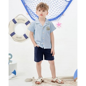 CARETOO Toddler Boy Summer Outfits Short Sleeve Bu