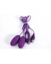 Mor Kablolu İkili Egg Vibratör USB Girişli