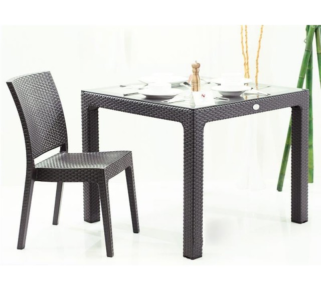 Novussi 90*90 Rattan Camlı Antrasit Masa Classi R0&hellip;