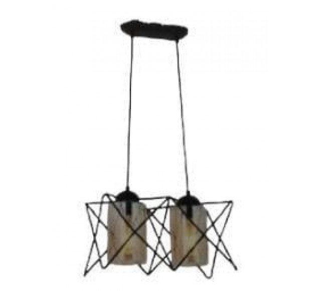 Beliz 2 li Siyah Camlı Avize